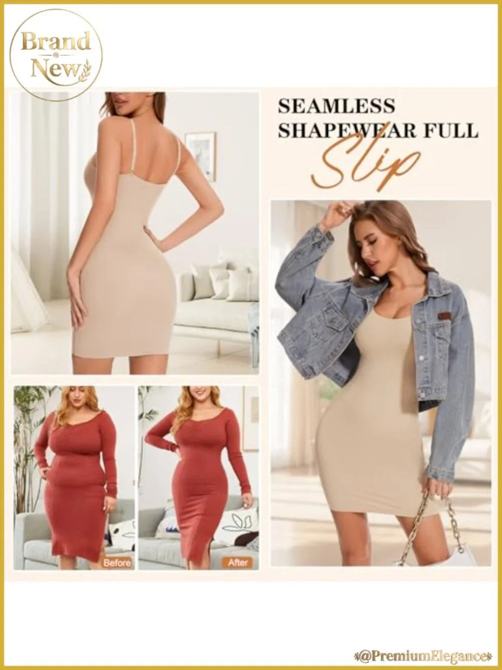 Shapewear Slip Dress for Women Tummy Control Full Slip